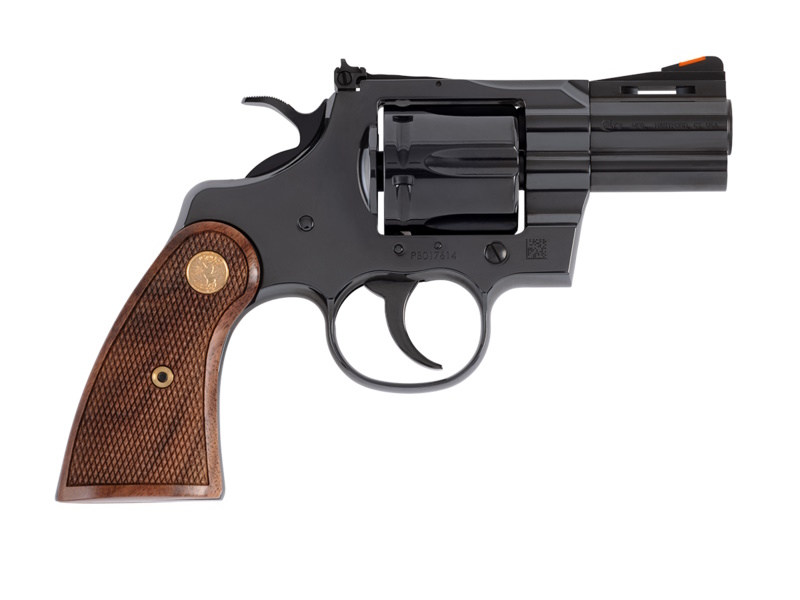 Colt Python .357 Magnum revolver with 2.5-inch blued barrel and wood grips