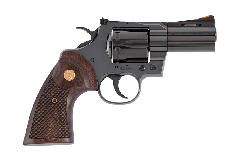 Colt Python 3-inch blued revolver with walnut grips
