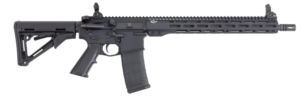 Colt M5 Carbine Sentry semi-automatic AR rifle with black finish and folding sights