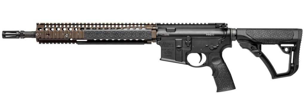 Daniel Defense M4A1-NM FDE AR rifle with 14.5-inch barrel and RISII rail