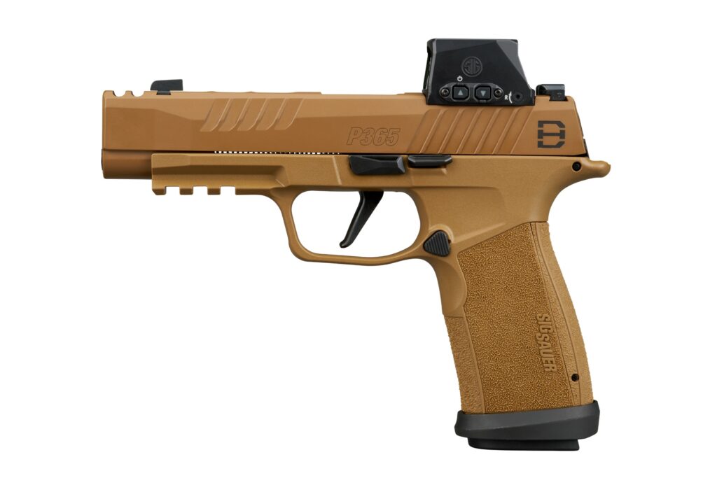 SIG Sauer P365 DH3 9mm handgun with 3.7-inch barrel and Coyote Cerakote finish