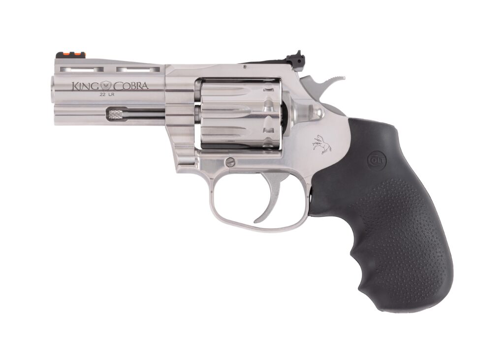 Colt King Cobra Target .22 LR revolver with 3-inch stainless barrel and black rubber grip
