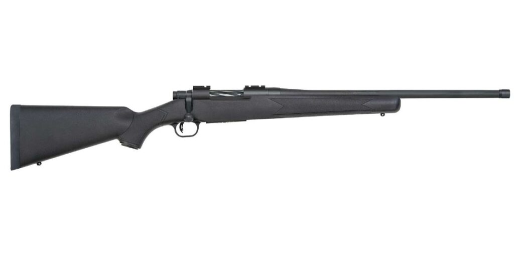 Mossberg Patriot .400 Legend rifle with 20-inch threaded barrel and black synthetic stock