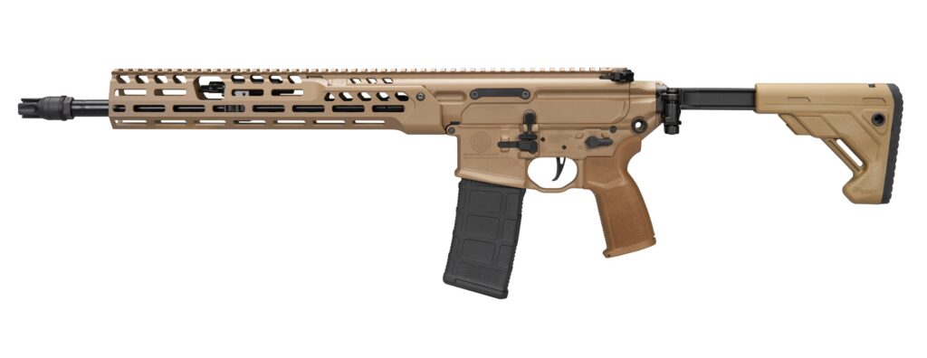 SIG SAUER MCX SPEAR LT 5.56 NATO rifle with 16-inch barrel and FDE finish