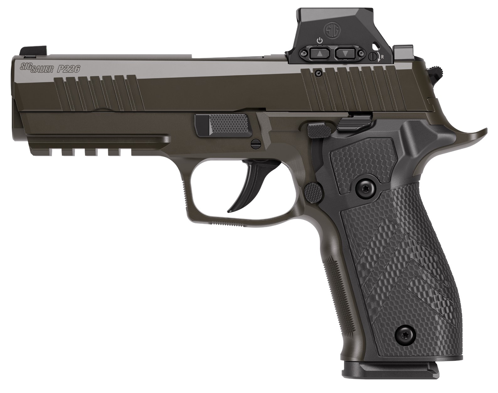 Sig Sauer P226-X LEGION RXSL 9mm 4.4 Inch DA/SA Handgun - Centurion Armament Co Sig Sauer P226-X LEGION RXSL 9mm Luger handgun with mounted ROMEOX Pro optic