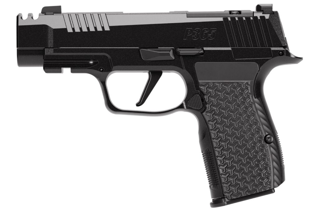 SIG Sauer P365 AXG LUXE .380 ACP handgun with 3.1-inch compensated barrel