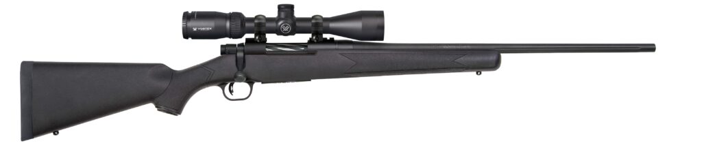 Mossberg Patriot .30-06 bolt rifle with black synthetic stock and Vortex scope