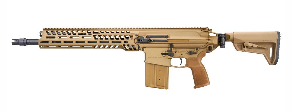 Sig Sauer MCX-SPEAR rifle with coyote finish and folding Magpul SL-M stock