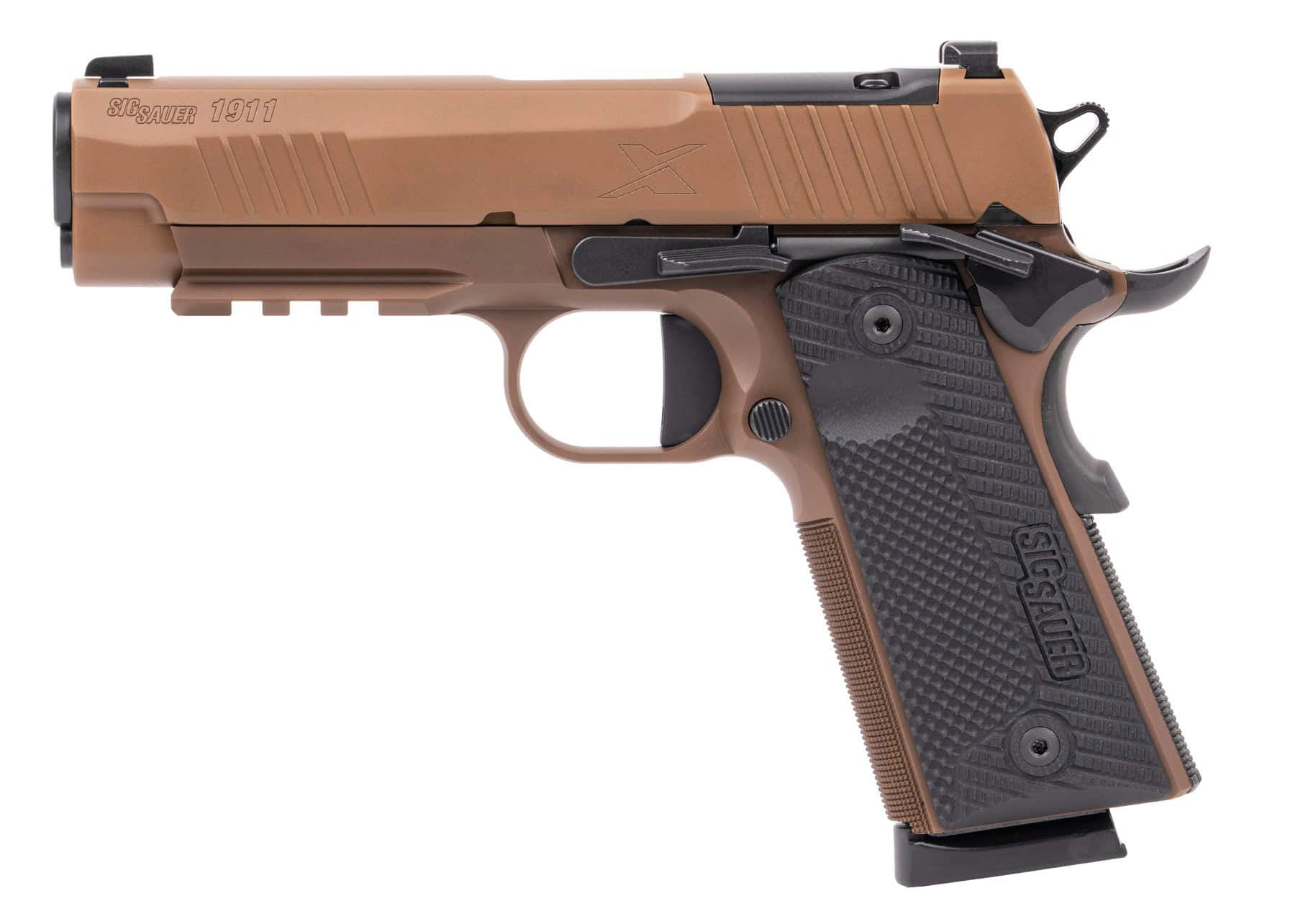 SIG SAUER 1911X CARRY 45ACP COY/BK 4.25" - Centurion Armament Co Sig Sauer 1911 .45 ACP 4.25" barrel tan