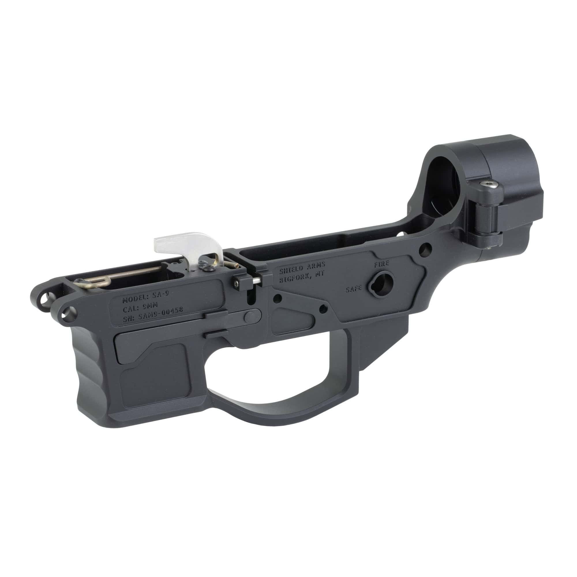 SHIELD SA-9 STRIPPED LOWER FLD BLK - Centurion Armament Co Shield Arms SA-9 9mm black stripped lower receiver, view 3