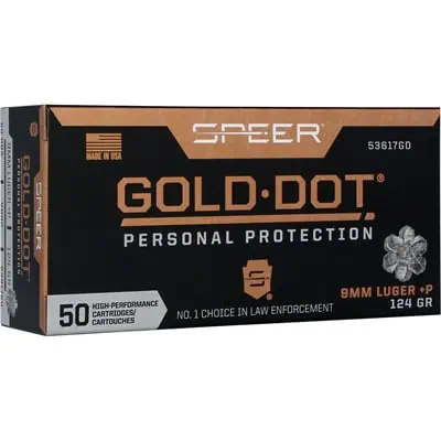 GOLD DOT HANDGUN PP 9MM LUGER +P 124GR HP 1220 FPS 50/BOX